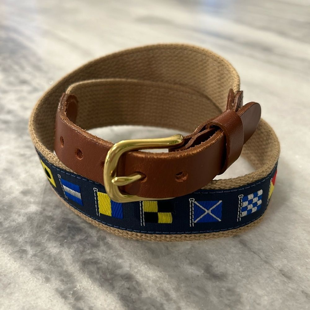 Leather Man Ltd Nautical Flag Embroidered Belt size 28